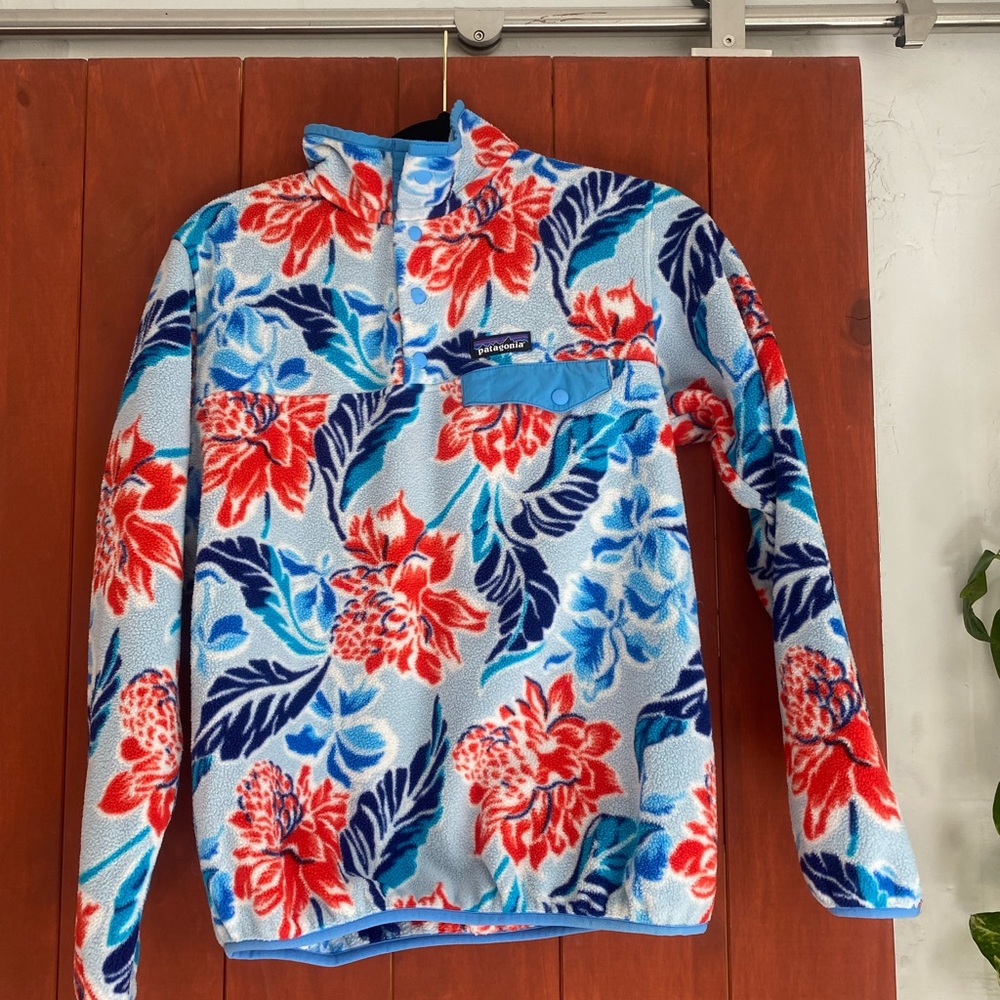 Patagonia Synchilla Fleece with Red and Blue Pattern